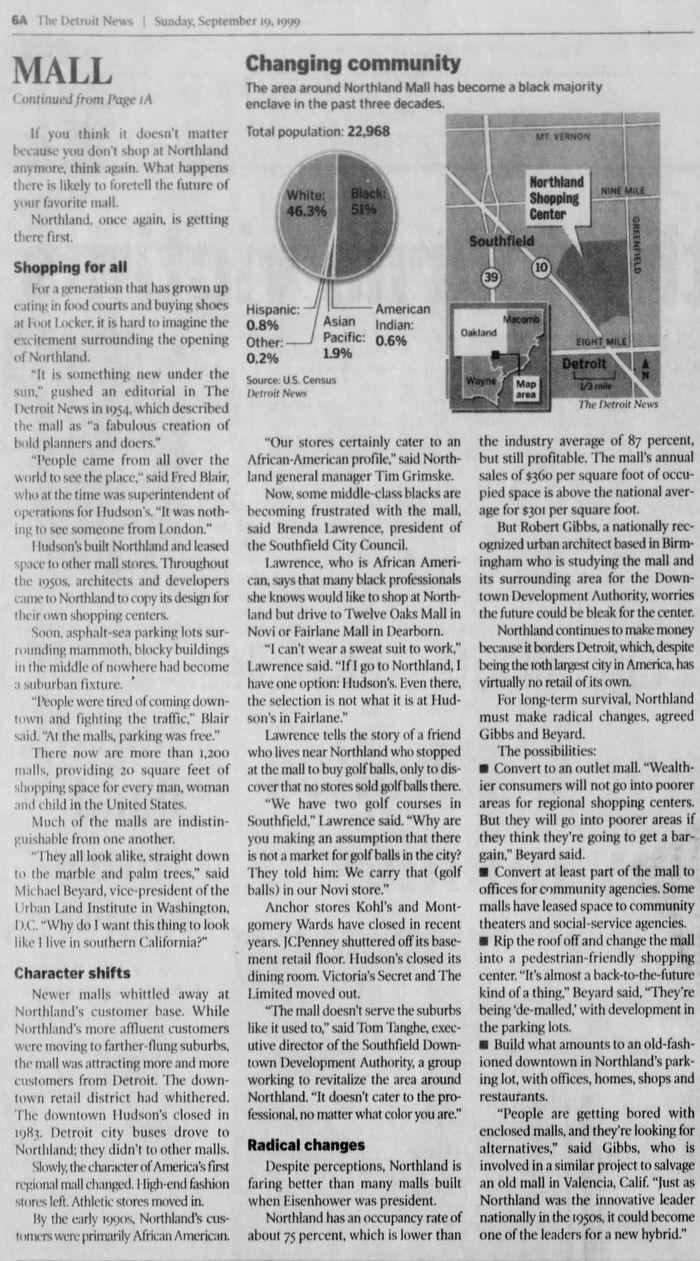 Northland Center (Northland Mall) - Sept 1999 Article